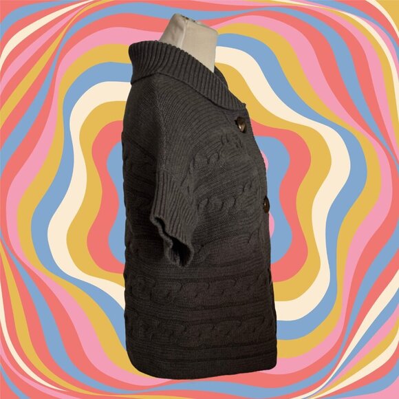 TALBOTS Cardigan Grey Cable Knit Sweater Petites Size XLp - Picture 2 of 5